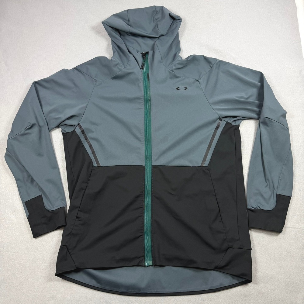 Oakley Mens Performance Fit Hooded Jacket Grey Black 2XL Full Zip 412586